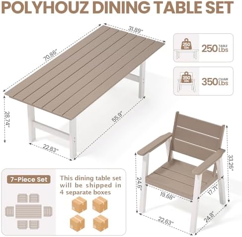 Outdoor Dining Set,7-Piece Pat - Outdoor Furniture Hdpe recension och pris
